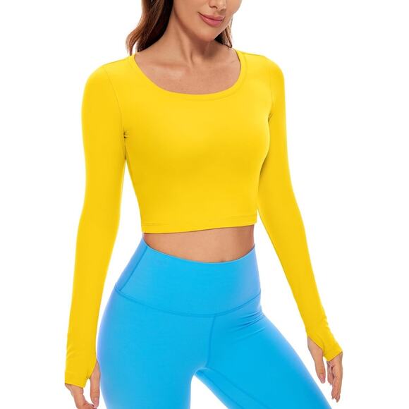 CRZ YOGA Butterluxe Long Sleeve Crop Top for Women Slim Fit Workout Shirt XL - Picture 1 of 7